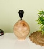 Beige Handpainted Shade With Natural Color Wooden Matka Handmade Table Lamp