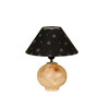 Black Handpainted Shade With Natural Color Wooden Matka Handmade Table Lamp