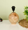 Black Handpainted Shade With Natural Color Wooden Matka Handmade Table Lamp