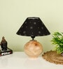 Black Handpainted Shade With Natural Color Wooden Matka Handmade Table Lamp