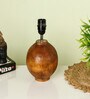 Black Shade With Brown Wooden Matka Handmade Table Lamp