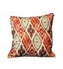 Matmee Beige Silk Blend Ikat Cushion Cover (16 x 16 Inches, Printed)