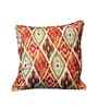 Matmee Red and Beige Printed Silk Blend Ikat 16 x 16 Inches Cushion Cover