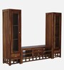 Matrix Sheesham Wood TV Unit for TVs up to 50" With Two Drawer Set In Rustic Teak Finish