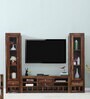 Matrix Sheesham Wood TV Unit for TVs up to 50" With Two Drawer Set In Rustic Teak Finish