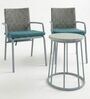 Matrix Wicker Outdoor Table & Chair Set In Dark Grey Finish