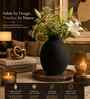 Matte Black Artisan Bulbous Flower Vase for Home Decor, Iron, Modern Minimalist Tabletop Design