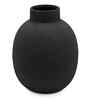 Matte Black Artisan Bulbous Flower Vase for Home Decor, Iron, Modern Minimalist Tabletop Design