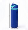 Blue Matte Finish Stainless Steel Water Bottle with Flip Top Lid, 750 ml