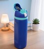 Blue Matte Finish Stainless Steel Water Bottle with Flip Top Lid, 750 ml