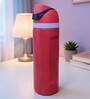 Red Matte Finish Stainless Steel Water Bottle with Flip Top Lid, 750 ml