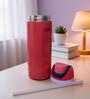 Red Matte Finish Stainless Steel Water Bottle with Flip Top Lid, 750 ml
