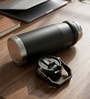 Matte Stainless Steel Black Sports Vacuum Insulated Bottle with Handle Loop