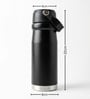 Matte Stainless Steel Black Sports Vacuum Insulated Bottle with Handle Loop