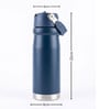 Matte Stainless Steel Blue Sports Vacuum Insulated Bottle with Handle Loop