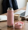 Matte Stainless Steel Pink Sports Vacuum Insulated Bottle with Handle Loop