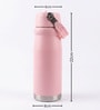 Matte Stainless Steel Pink Sports Vacuum Insulated Bottle with Handle Loop