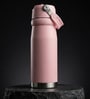 Matte Stainless Steel Pink Sports Vacuum Insulated Bottle with Handle Loop