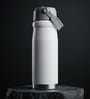 Matte Stainless Steel White Sports Vacuum Insulated Bottle with Handle Loop