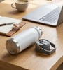 Matte Stainless Steel White Sports Vacuum Insulated Bottle with Handle Loop