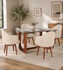 Mauren Acacia wood 4 seater Dinning Set with revolving chair in Natual Glazed finish Mauren Acacia wood 4 seater Dinning Set with revolving chair in Natual Glazed finish