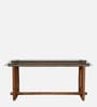 Mauren Mango Wood 6 Seater Dining Table With Glass Top In Mahogany Finish