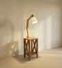 Maurice Wooden Shelf Floor Lamp with Wooden Shade & Brown Base