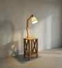 Maurice Wooden Shelf Floor Lamp with Wooden Shade & Brown Base