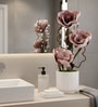 Mauve Faux Leather Rustic Blossom Harmony Pot With Flower