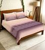 Mauve Floral 300 TC Cotton King Sized Bedsheet with 2 Pillow Covers