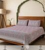 Mauve Floral 300 TC Cotton King Sized Bedsheet with 2 Pillow Covers