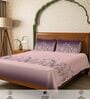 Mauve Floral 300 TC Cotton King Sized Bedsheet with 2 Pillow Covers