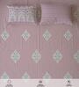 Mauve Floral 300 TC Cotton King Sized Bedsheet with 2 Pillow Covers