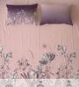 Mauve Floral 300 TC Cotton King Sized Bedsheet with 2 Pillow Covers
