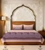 Mauve Floral 300 TC Cotton King Sized Fitted Bedsheet with 2 Pillow Covers
