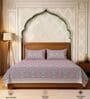 Mauve Floral 300 TC Cotton King Sized Fitted Bedsheet with 2 Pillow Covers