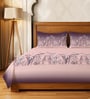 Mauve Floral 300 TC Cotton King Sized Fitted Bedsheet with 2 Pillow Covers