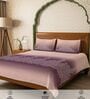 Mauve Floral 300 TC Cotton King Sized Fitted Bedsheet with 2 Pillow Covers