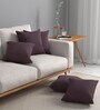 Purple Textured Polyester 16 x 16 Inches Cushion Covers (Set of 5)