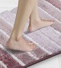 Mauve Polyester Striped 60x40 cm Bath Mat