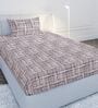 Mauve Geometric 120 TC Cotton Single Bedsheet with 1 Pillow Cover
