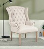 Maverick Fabric Wing Chair in Off-White Colour
