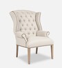 Maverick Fabric Wing Chair in Off-White Colour