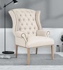 Maverick Fabric Wing Chair in Off-White Colour