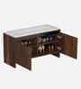 Mavis 2-Door Shoe Rack With Seating In Brown Maple Finish