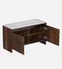 Mavis 2-Door Shoe Rack With Seating In Brown Maple Finish