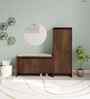 Mavis Combo 3 Door Shoe Rack with Seating in Brown Maple Finish