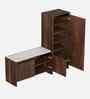 Mavis Combo 3 Door Shoe Rack with Seating in Brown Maple Finish