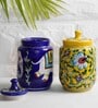 Maximus Multicolor Blue Pottery (Set Of 2) Storage Jar