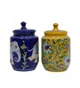 Maximus Multicolor Blue Pottery (Set Of 2) Storage Jar